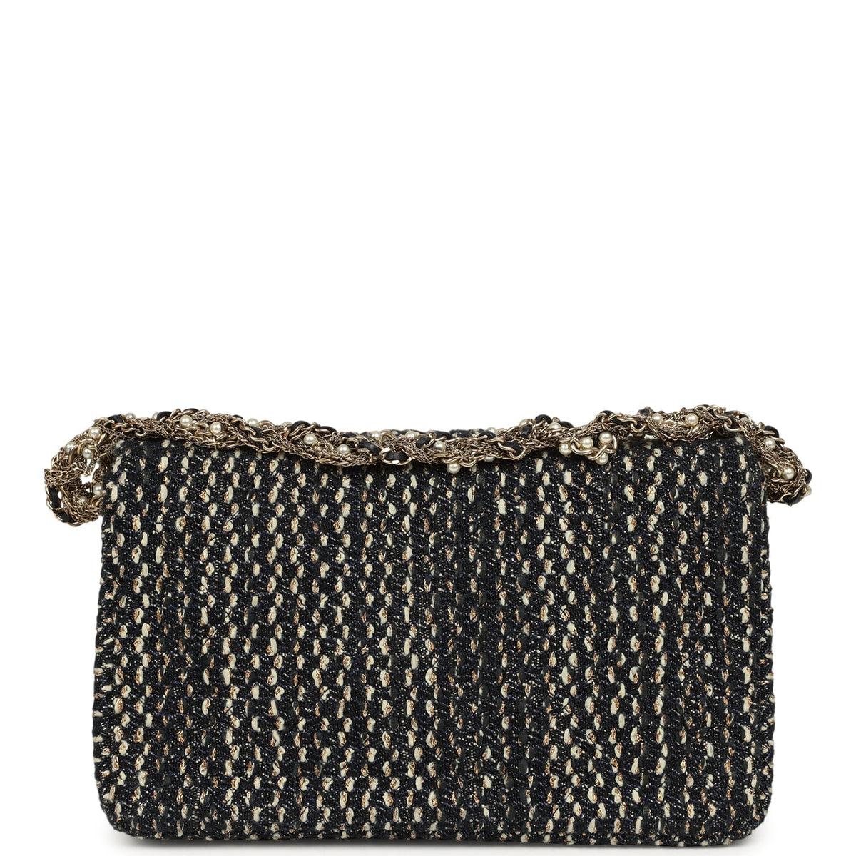 Chanel Small Westminster Pearl Flap Bag Black, Gold, White Tweed Brushed Gold Hardware