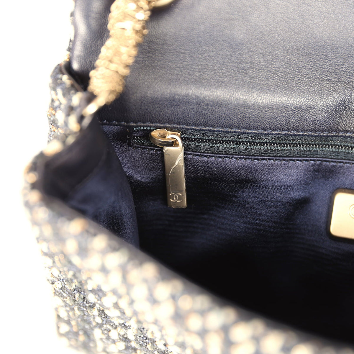 Chanel Small Westminster Pearl Flap Bag Black, Gold, White Tweed Brushed Gold Hardware