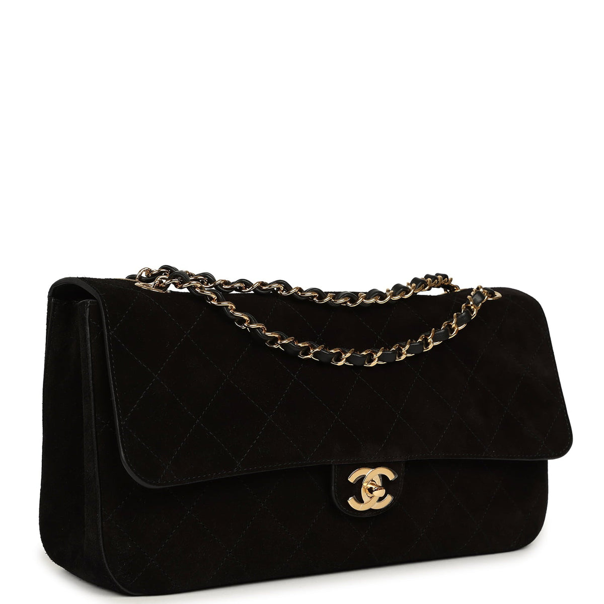 Chanel Maxi "Souplissimo" Small Flap Bag Black Suede Gold Hardware
