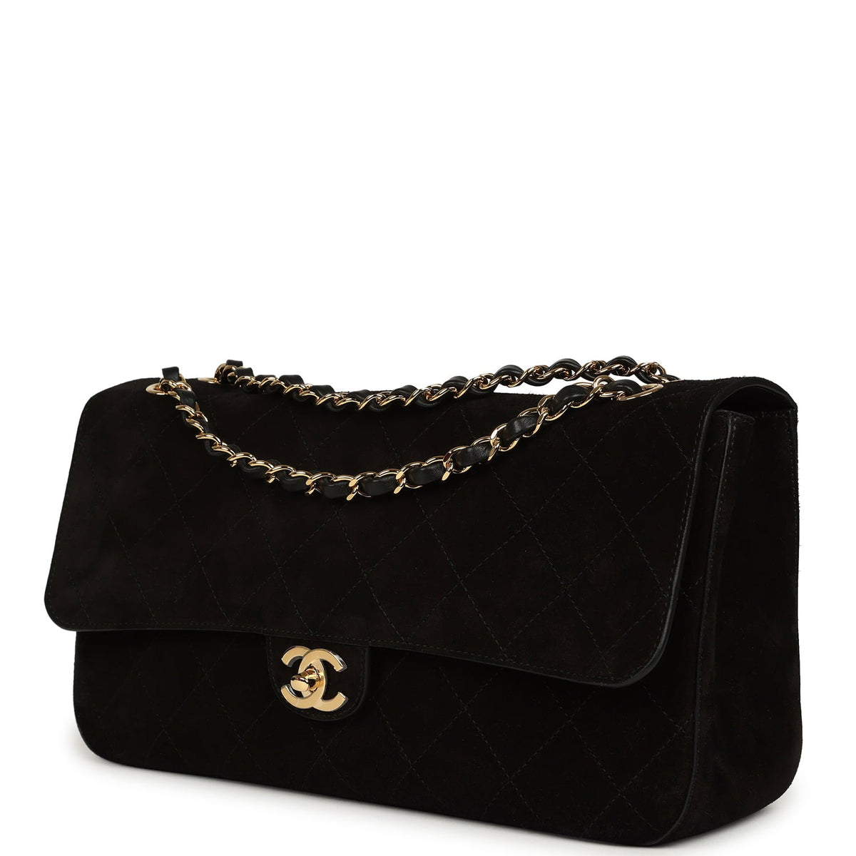Chanel Maxi "Souplissimo" Small Flap Bag Black Suede Gold Hardware