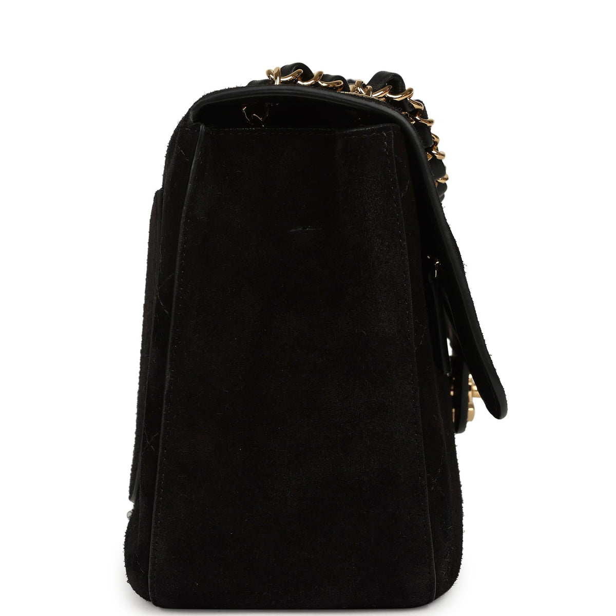 Chanel Maxi "Souplissimo" Small Flap Bag Black Suede Gold Hardware