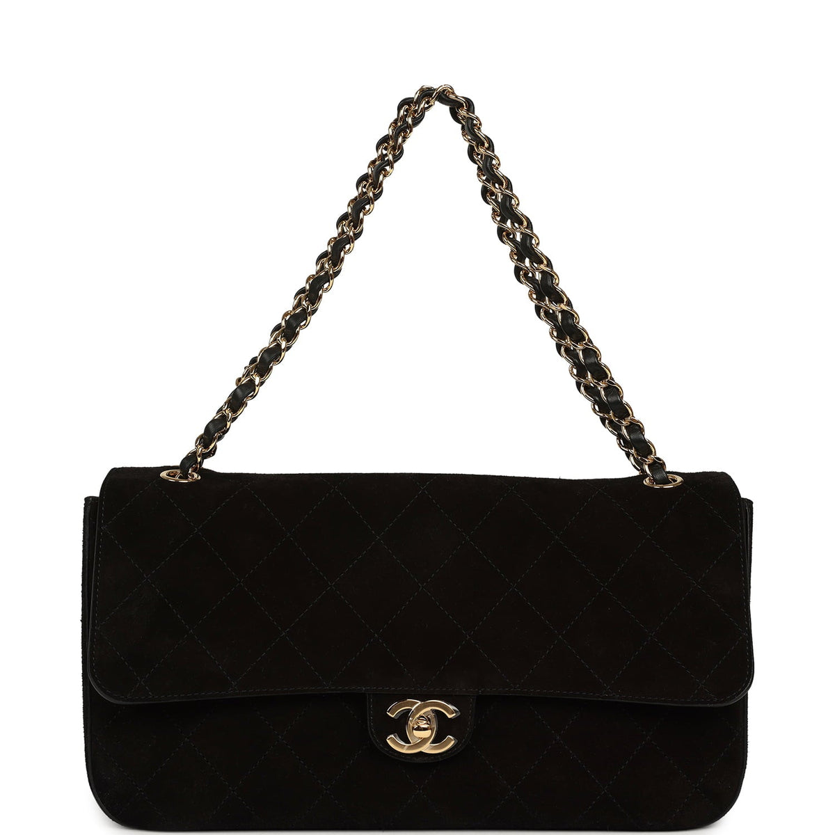 Chanel Maxi "Souplissimo" Small Flap Bag Black Suede Gold Hardware