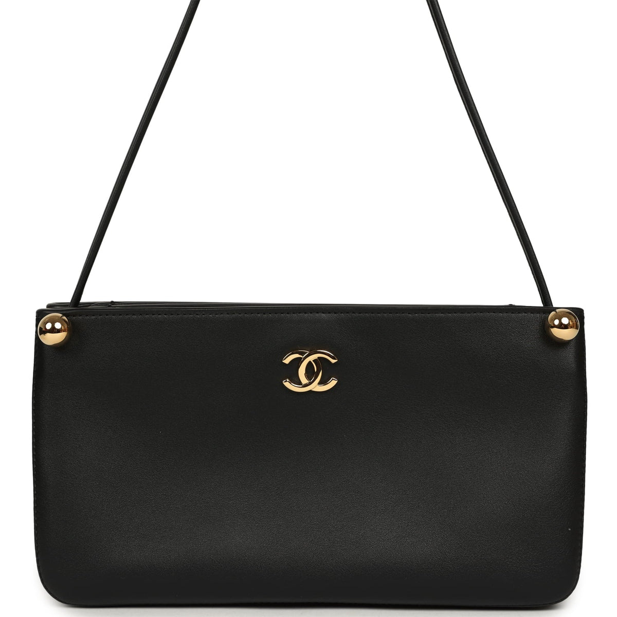 Chanel "Chic Studs" Clutch Bag Black Lambskin Gold Hardware