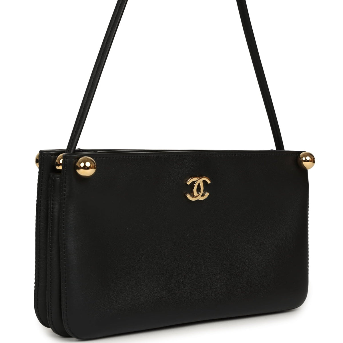 Chanel "Chic Studs" Clutch Bag Black Lambskin Gold Hardware