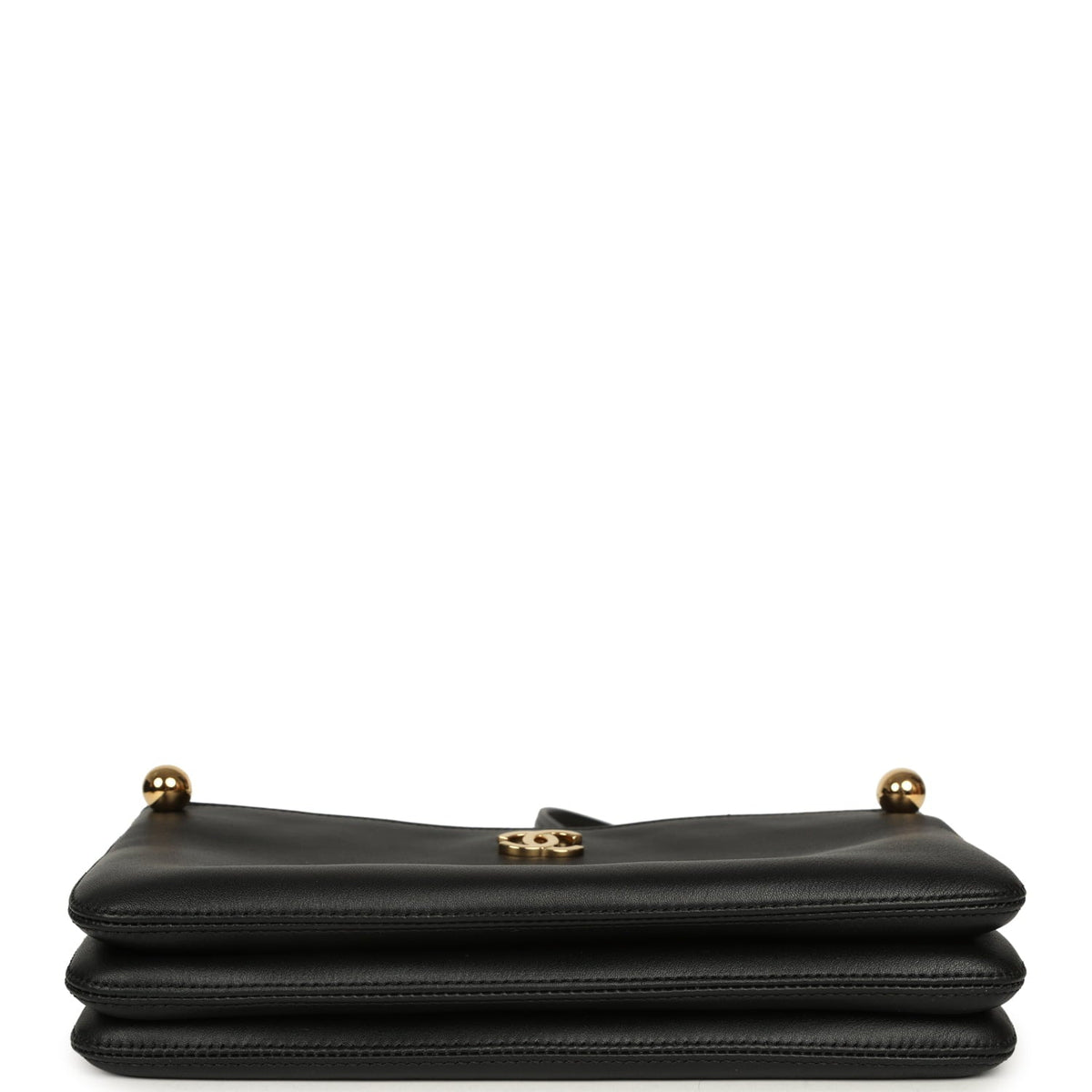 Chanel "Chic Studs" Clutch Bag Black Lambskin Gold Hardware