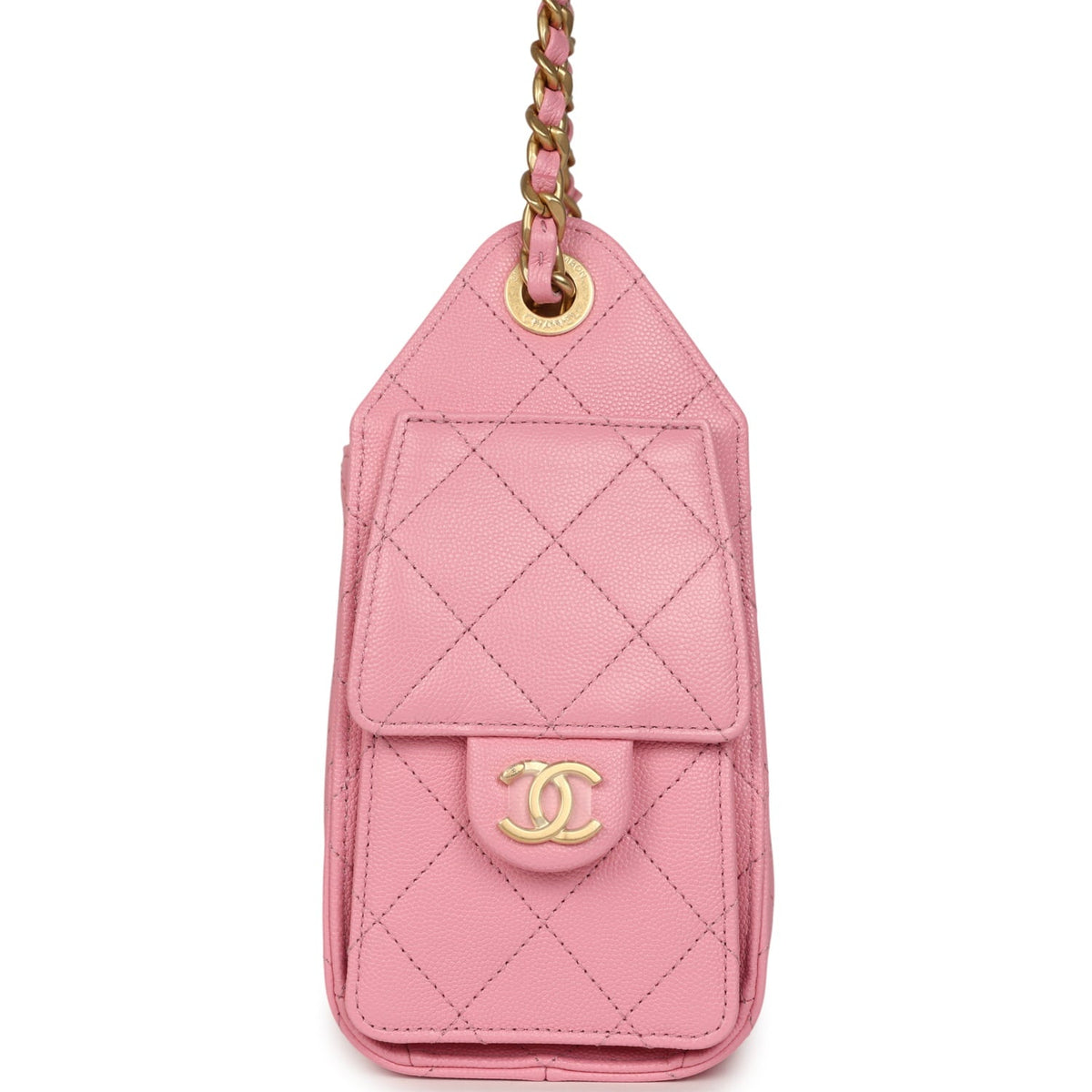 Chanel Mini 25 Hobo Bag Pink Caviar Antique Gold Hardware