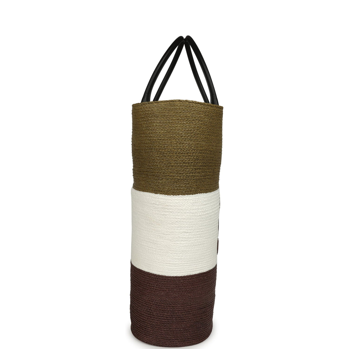 Chanel Maxi Coco Beach Large Shopping Bag Khaki, White, Brown Raffia and Black Calfskin
