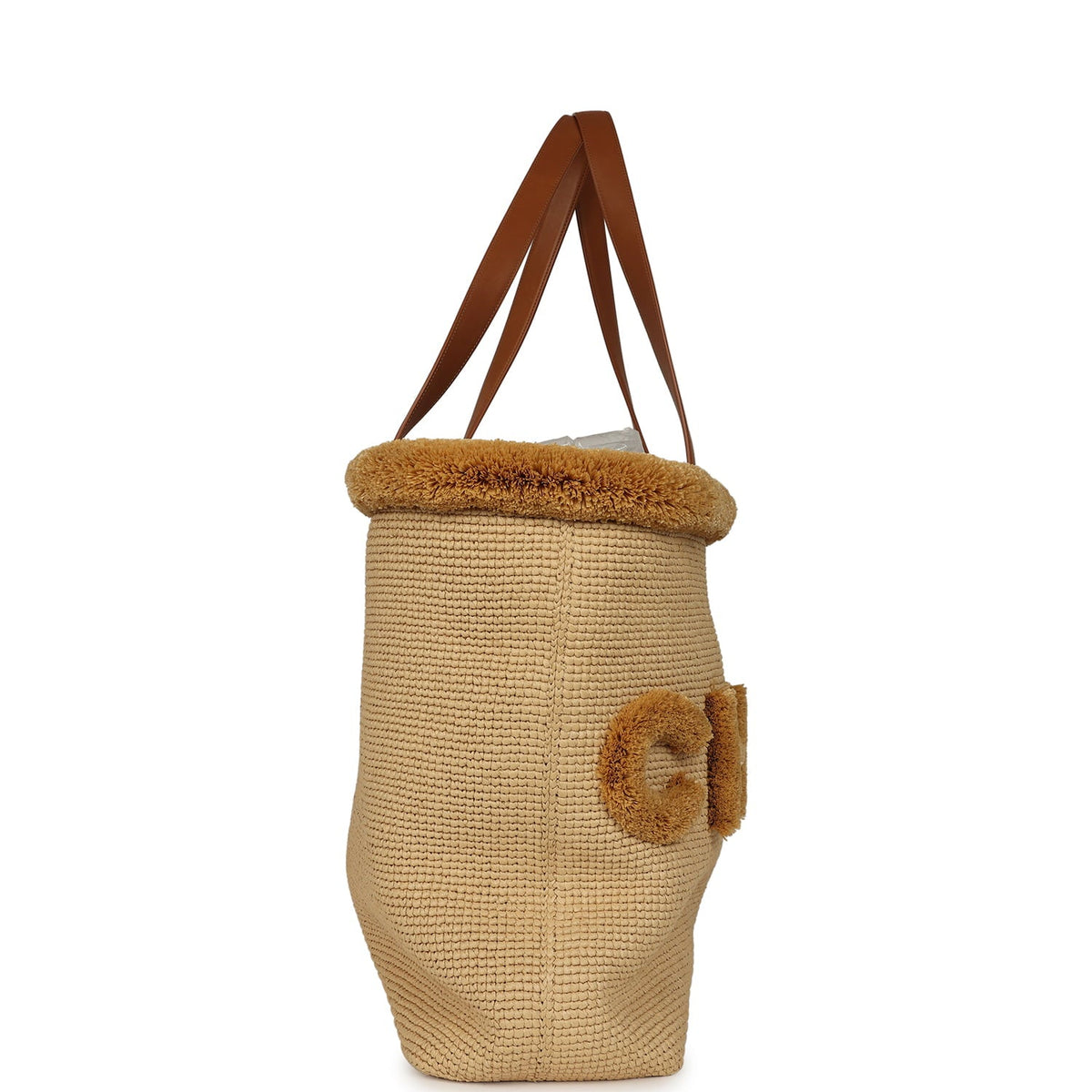 Chanel Coco Beach Maxi "Fluffy" Shopping Tote Light Beige Raffia and Calfskin Gold Hardware