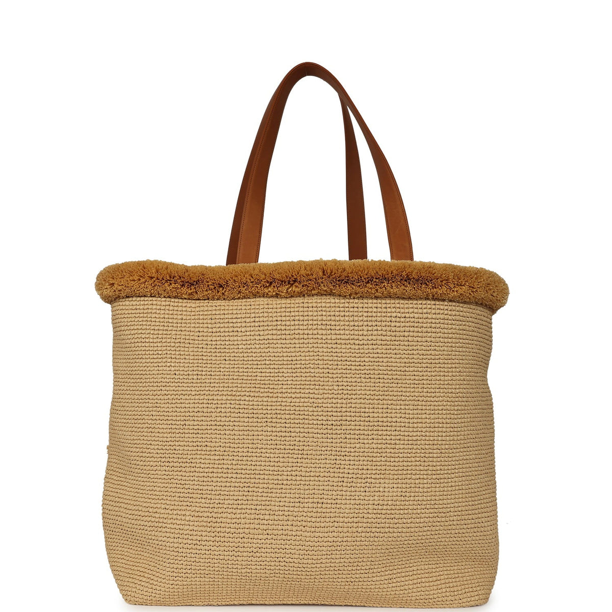 Chanel Coco Beach Maxi "Fluffy" Shopping Tote Light Beige Raffia and Calfskin Gold Hardware