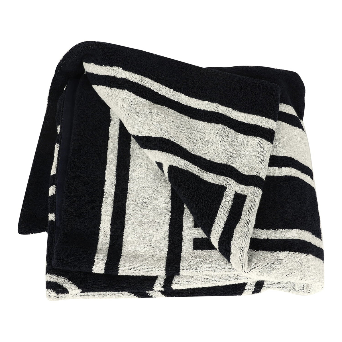Chanel Coco Beach CC Striped Beach Tote Bag & Towel Set Navy Blue, White Terry Silver Hardware