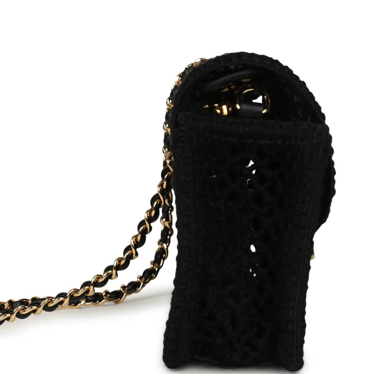 Chanel Small Coco Beach Macrame Flap Bag Black Mesh Gold Hardware