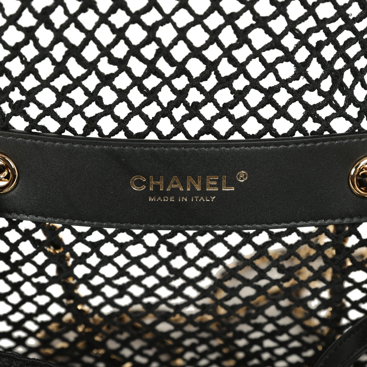 Chanel Small Coco Beach Macrame Flap Bag Black Mesh Gold Hardware