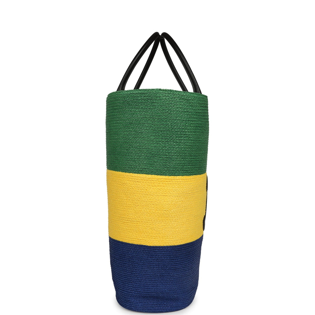 Chanel Maxi Coco Beach Large Shopping Bag Green, Yellow, Blue Raffia and Black Calfskin