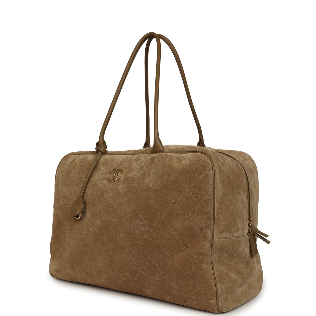 Chanel Maxi "Perfect Bowling" Bag Dark Beige Suede Gold Hardware