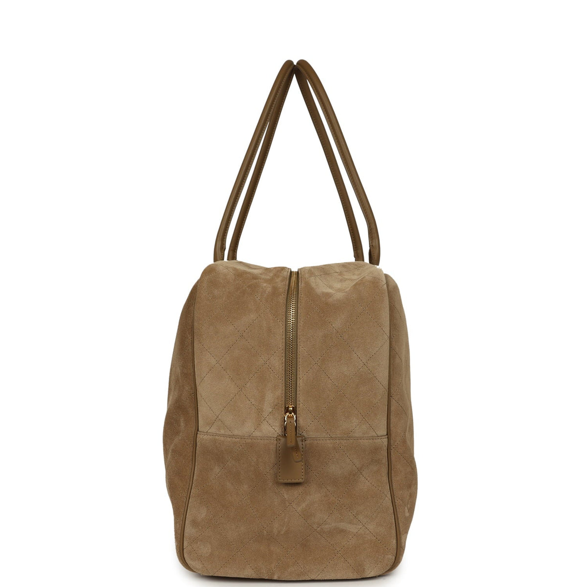 Chanel Maxi "Perfect Bowling" Bag Dark Beige Suede Gold Hardware