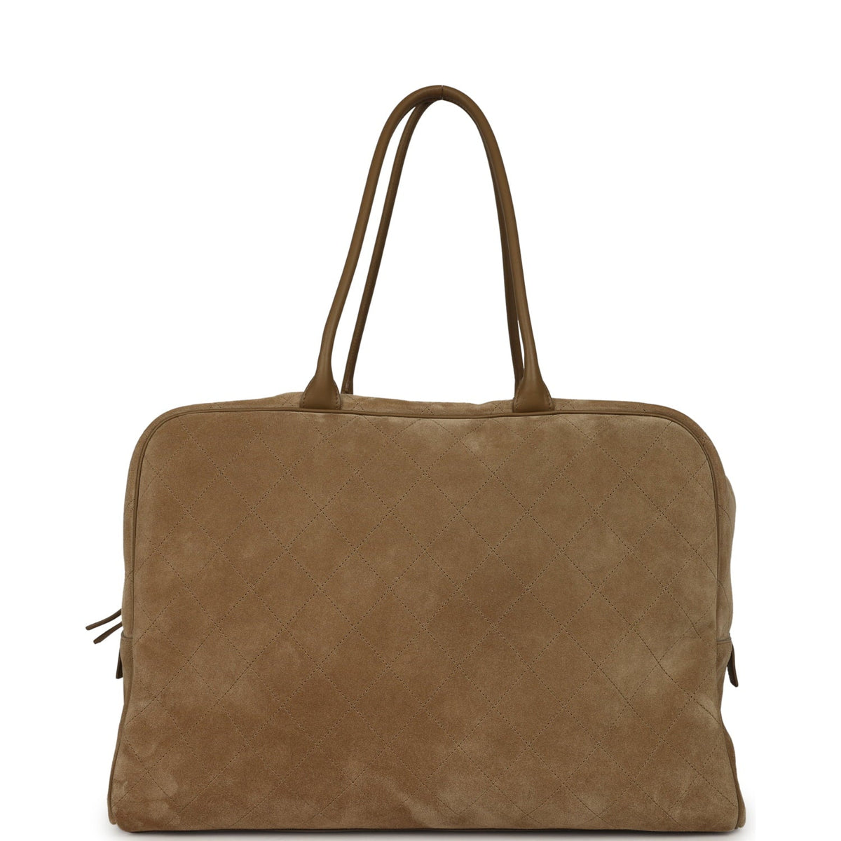 Chanel Maxi "Perfect Bowling" Bag Dark Beige Suede Gold Hardware