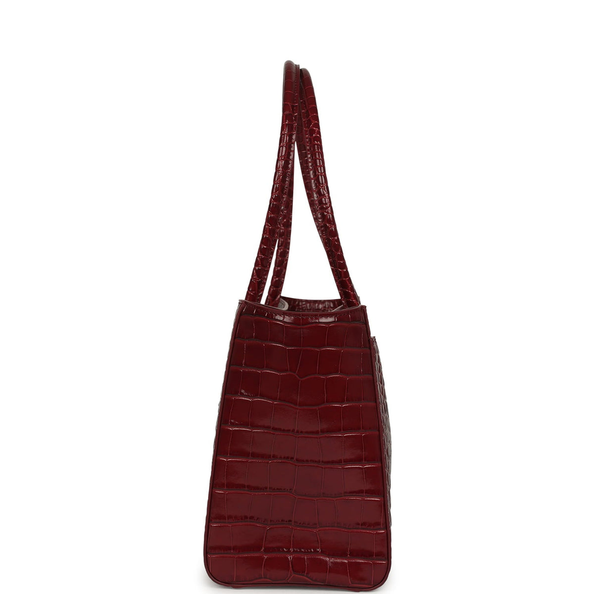 Chanel Small Cerf Shopping Bag Burgundy Croc Embossed Calfskin Gold Hardware