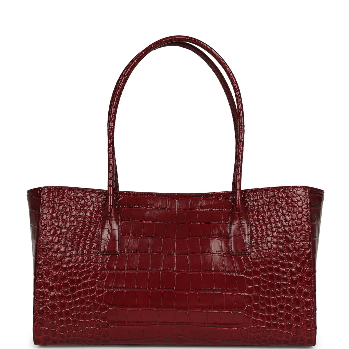 Chanel Small Cerf Shopping Bag Burgundy Croc Embossed Calfskin Gold Hardware