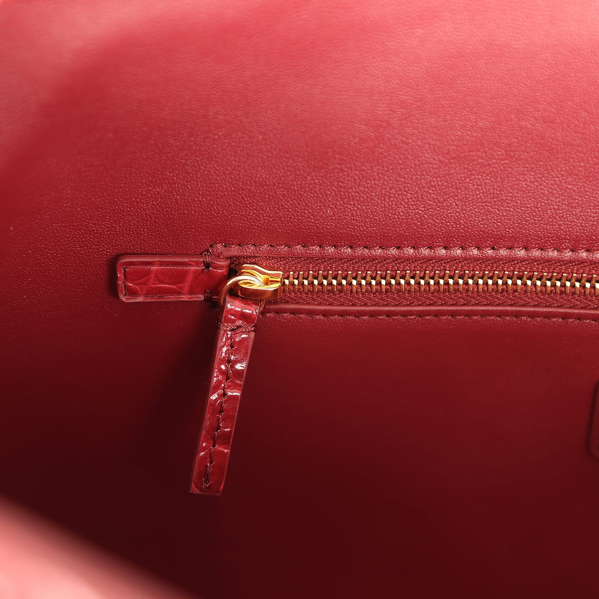 Chanel Small Cerf Shopping Bag Burgundy Croc Embossed Calfskin Gold Hardware