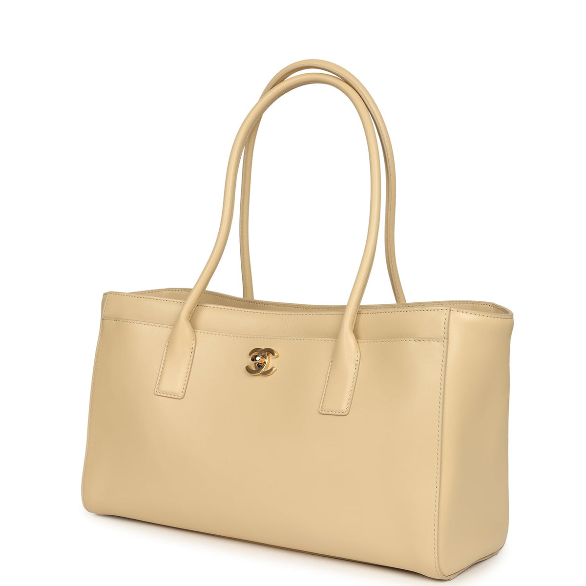 Chanel Small Cerf Shopping Bag Beige Calfskin Gold Hardware