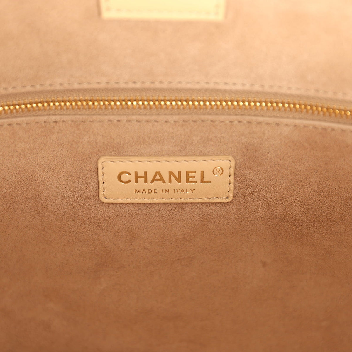 Chanel Small Cerf Shopping Bag Beige Calfskin Gold Hardware