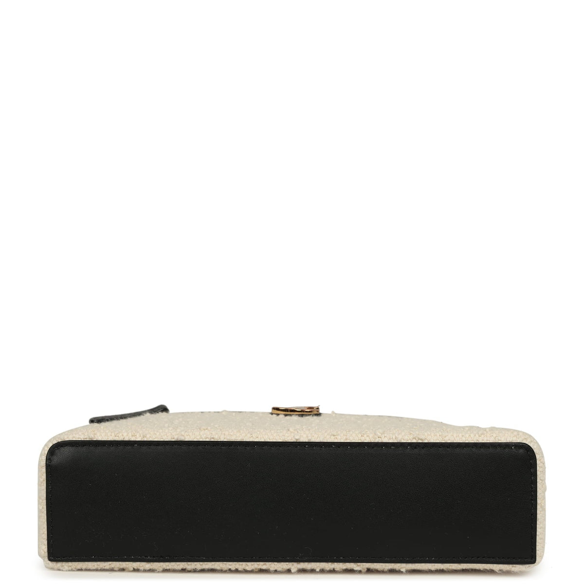 Chanel Coco Beach Top Handle Long Vanity Case with Chain Ecru Tweed and Black Calfskin Gold Hardware