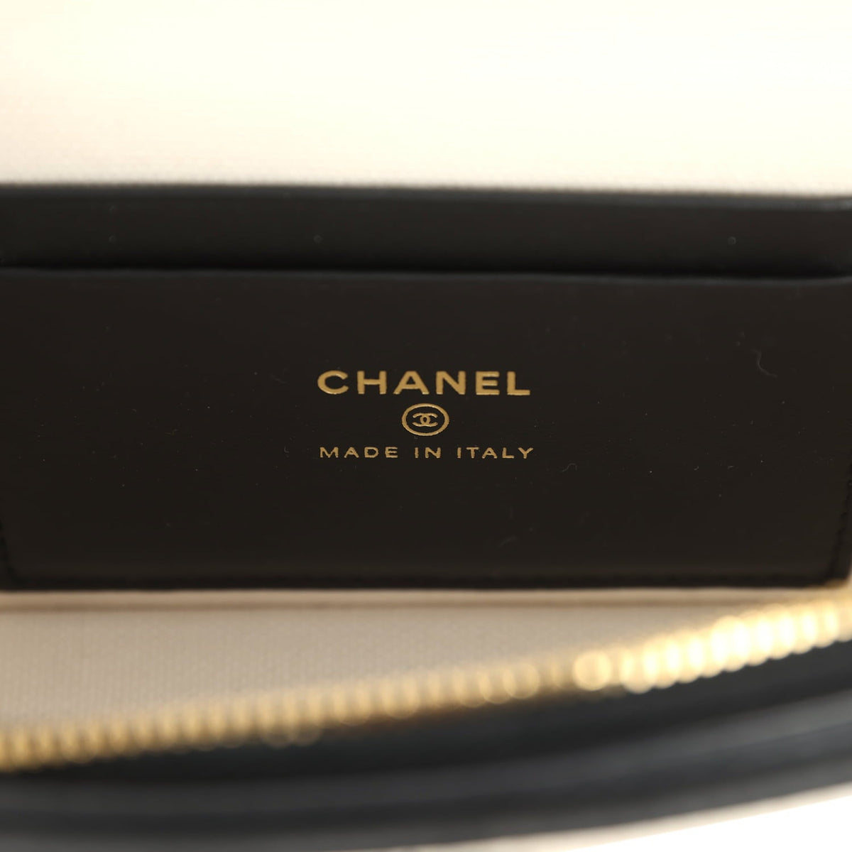 Chanel Coco Beach Top Handle Long Vanity Case with Chain Ecru Tweed and Black Calfskin Gold Hardware