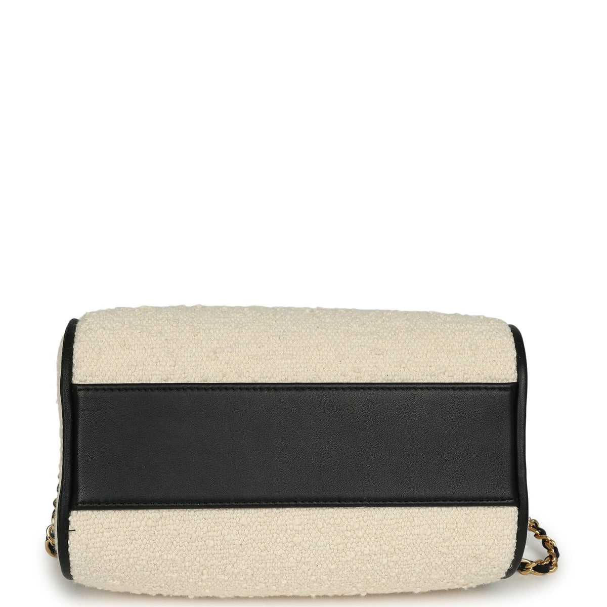 Chanel Coco Beach Mini Timeless Classic Barrel Bag with Chain Ecru Tweed and Black Calfskin Gold Hardware