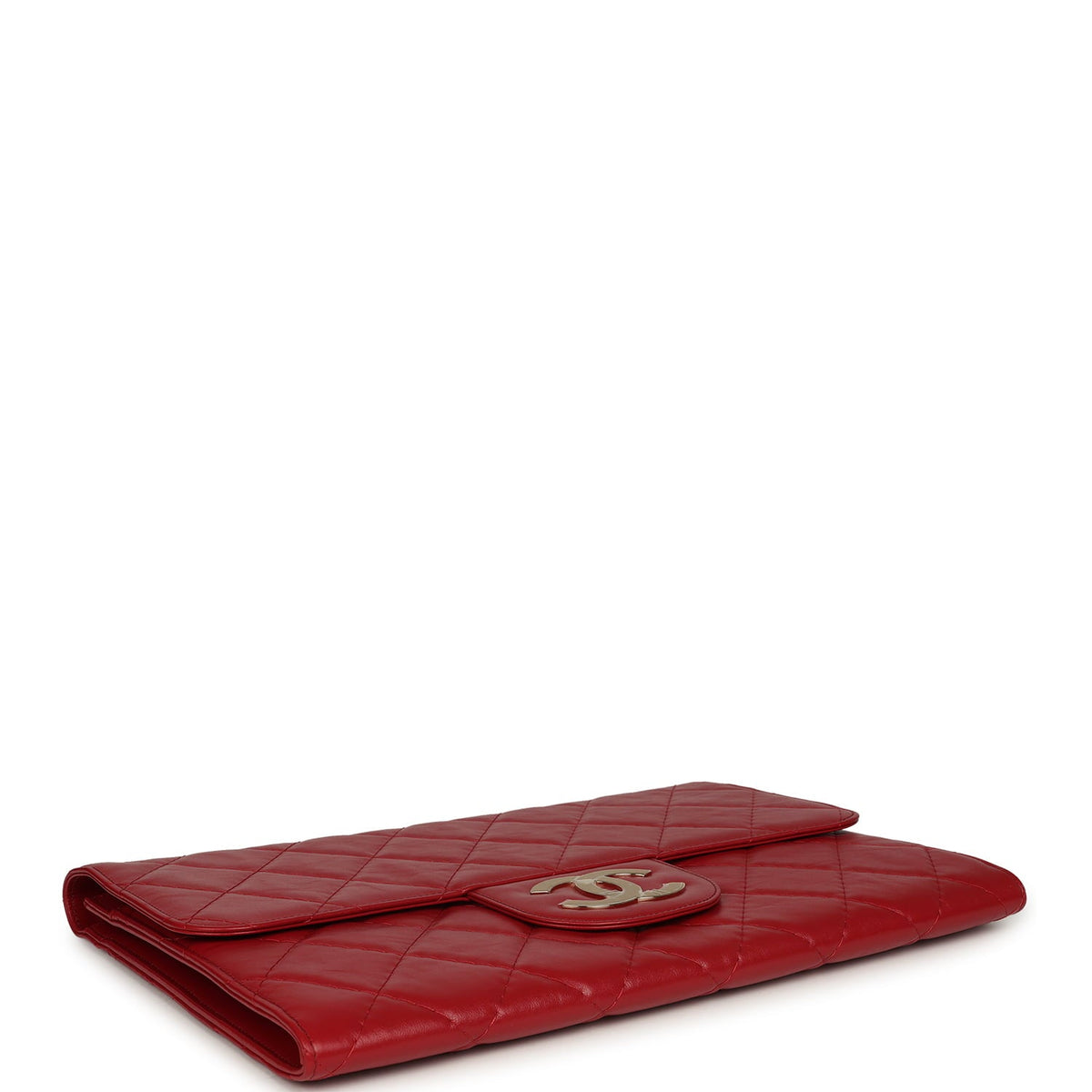 Chanel XXL CC Clutch Red Shiny Crumpled Calfskin Gold Hardware