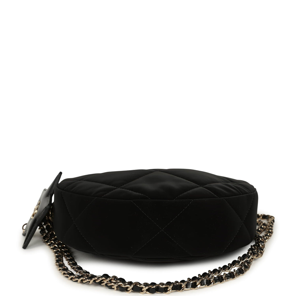 Chanel Coco Neige Clutch with Chain Black Velvet-Effect Nylon and Black Shiny Crumpled Calfskin Light Gold Hardware