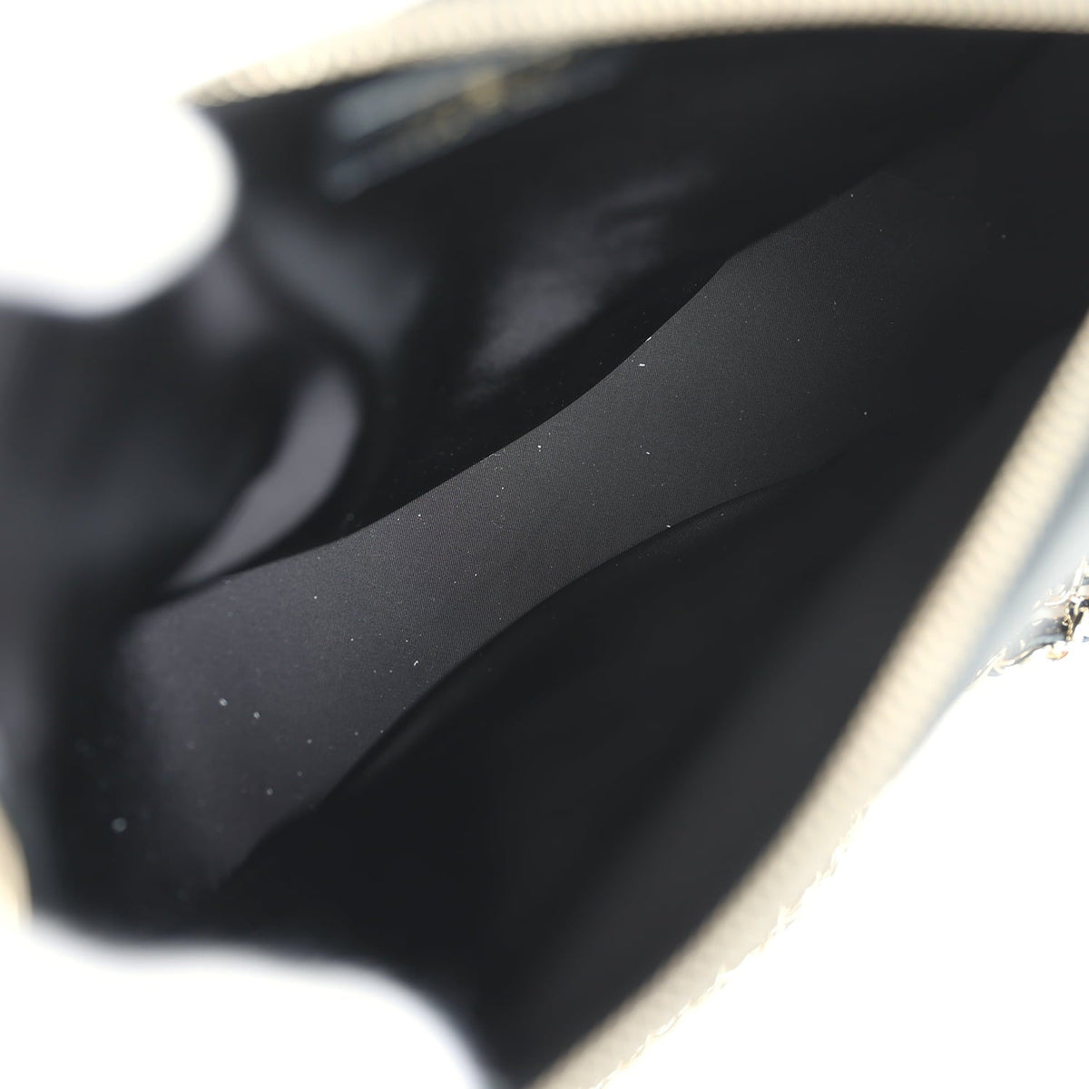 Chanel Coco Neige Clutch with Chain Black Velvet-Effect Nylon and Black Shiny Crumpled Calfskin Light Gold Hardware