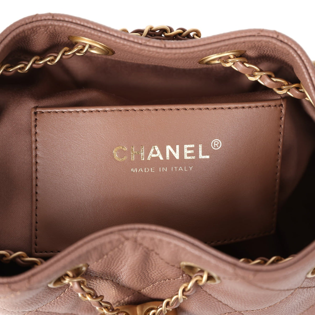 Chanel Mini 25 Hobo Bag Brown Caviar Antique Gold Hardware