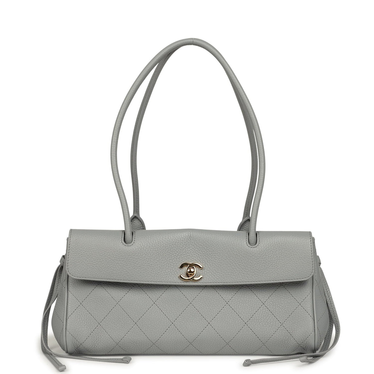 Chanel Small "Urban Essential" East West Shopping Tote Light Grey Caviar Gold Hardware