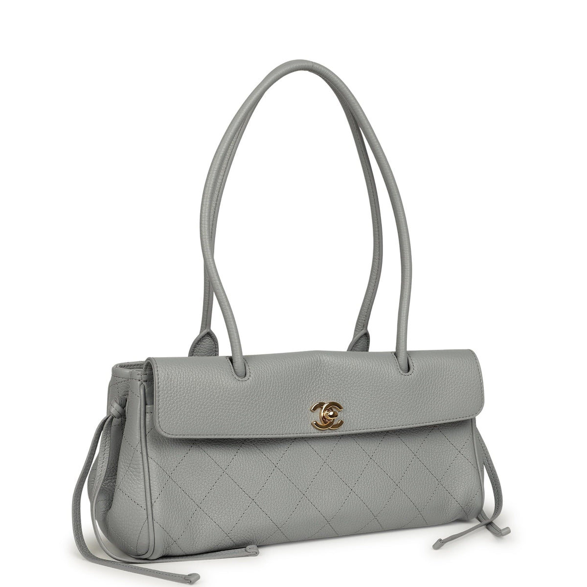 Chanel Small "Urban Essential" East West Shopping Tote Light Grey Caviar Gold Hardware