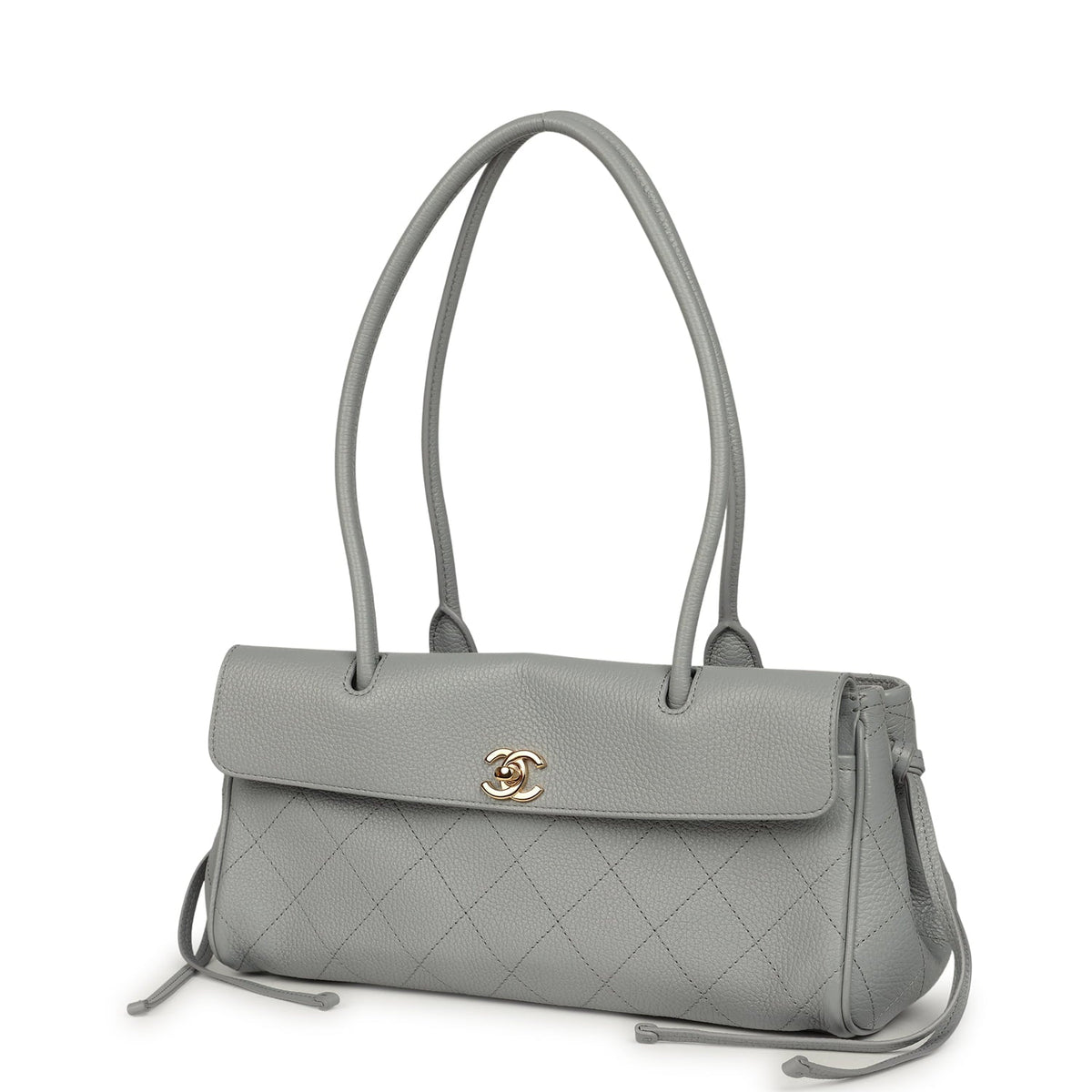 Chanel Small "Urban Essential" East West Shopping Tote Light Grey Caviar Gold Hardware