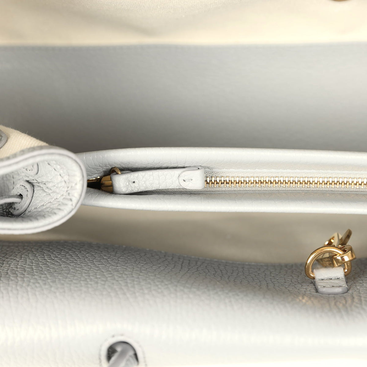 Chanel Small "Urban Essential" East West Shopping Tote Light Grey Caviar Gold Hardware
