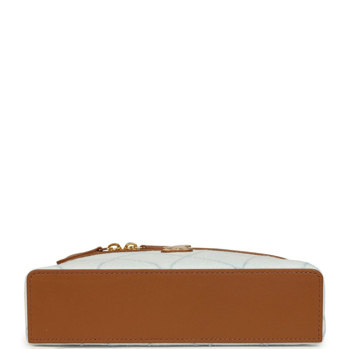 Chanel Coco Beach Top Handle Long Vanity Case with Chain Light Blue Denim and Brown Calfskin Gold Hardware