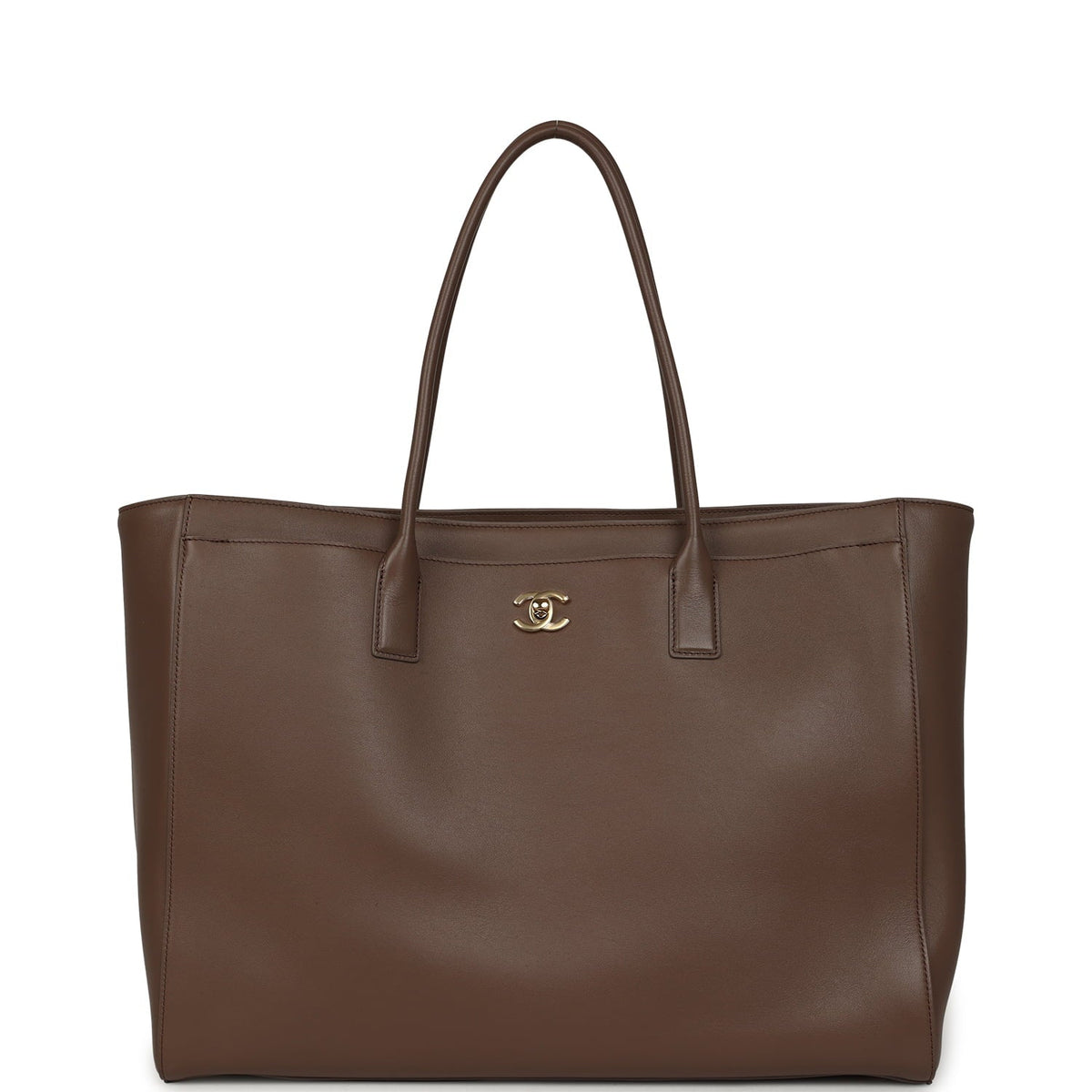 Chanel Large Cerf Shopping Bag Brown Calfskin Gold Hardware