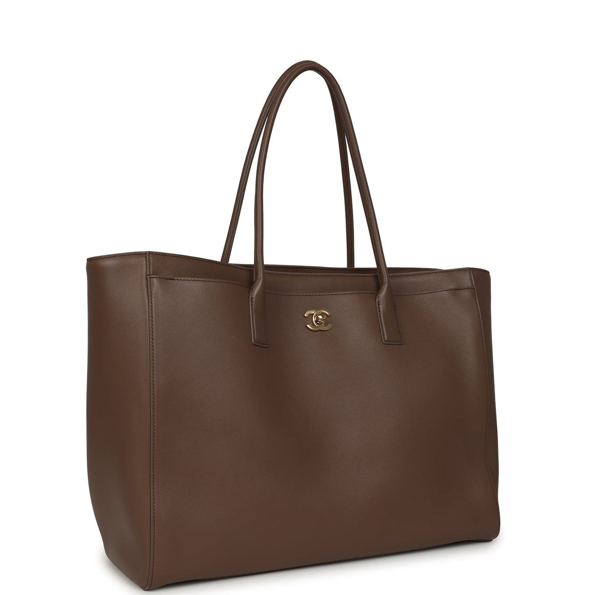 Chanel Large Cerf Shopping Bag Brown Calfskin Gold Hardware