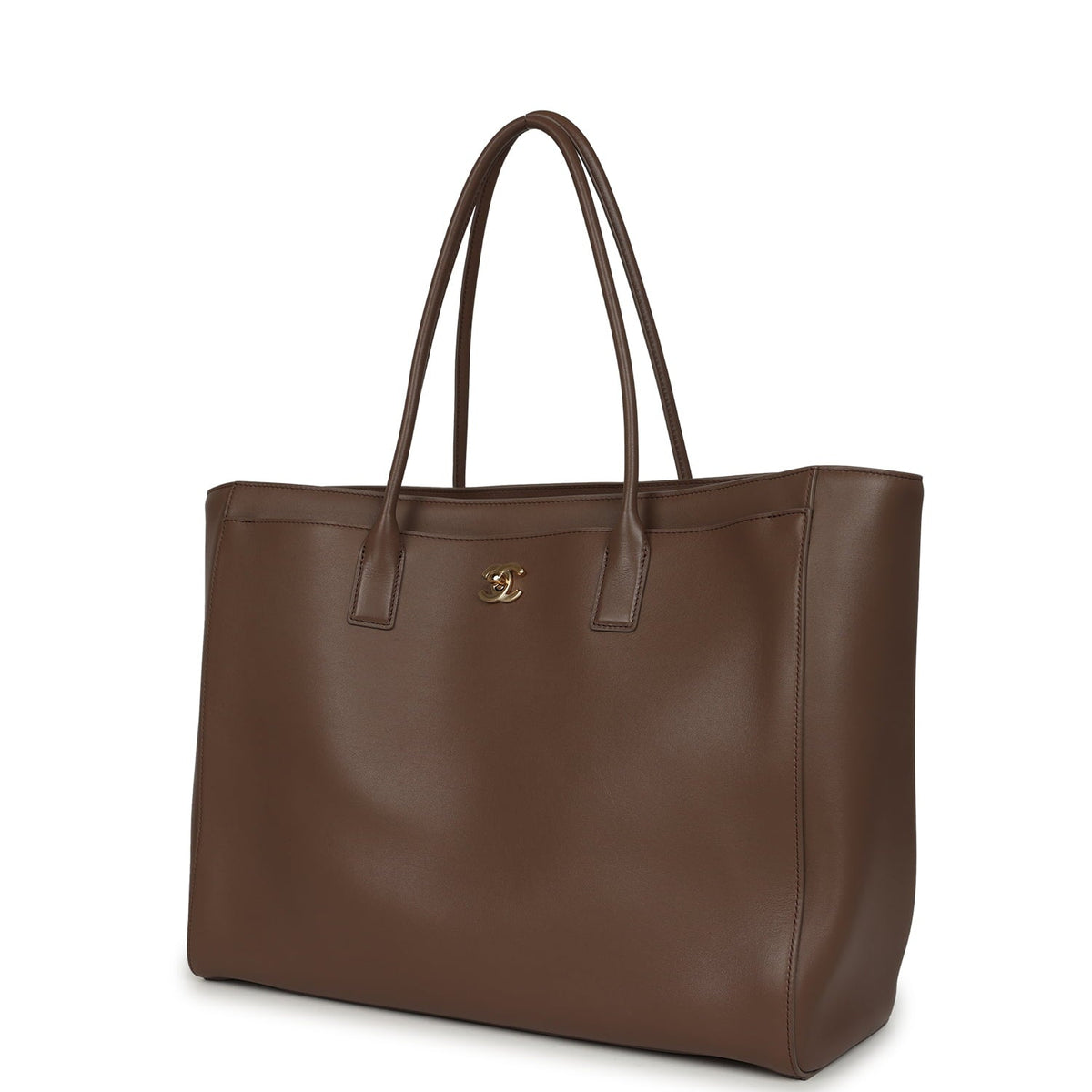Chanel Large Cerf Shopping Bag Brown Calfskin Gold Hardware