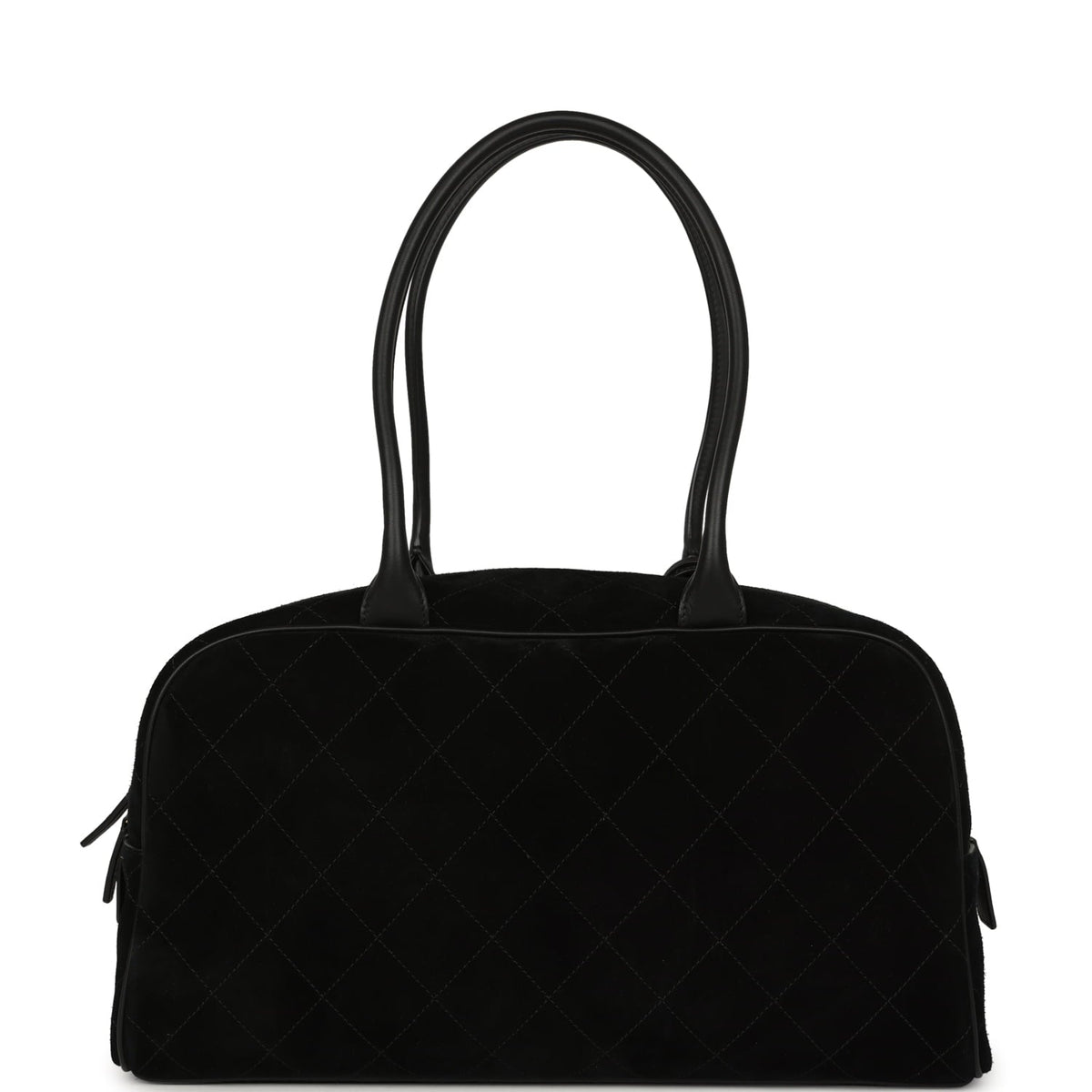 Chanel Large "Perfect Bowling" Bag Black Suede Gold Hardware