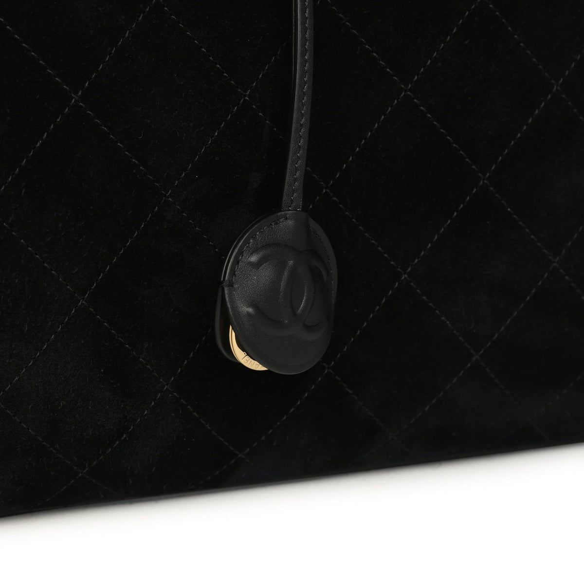 Chanel Large "Perfect Bowling" Bag Black Suede Gold Hardware