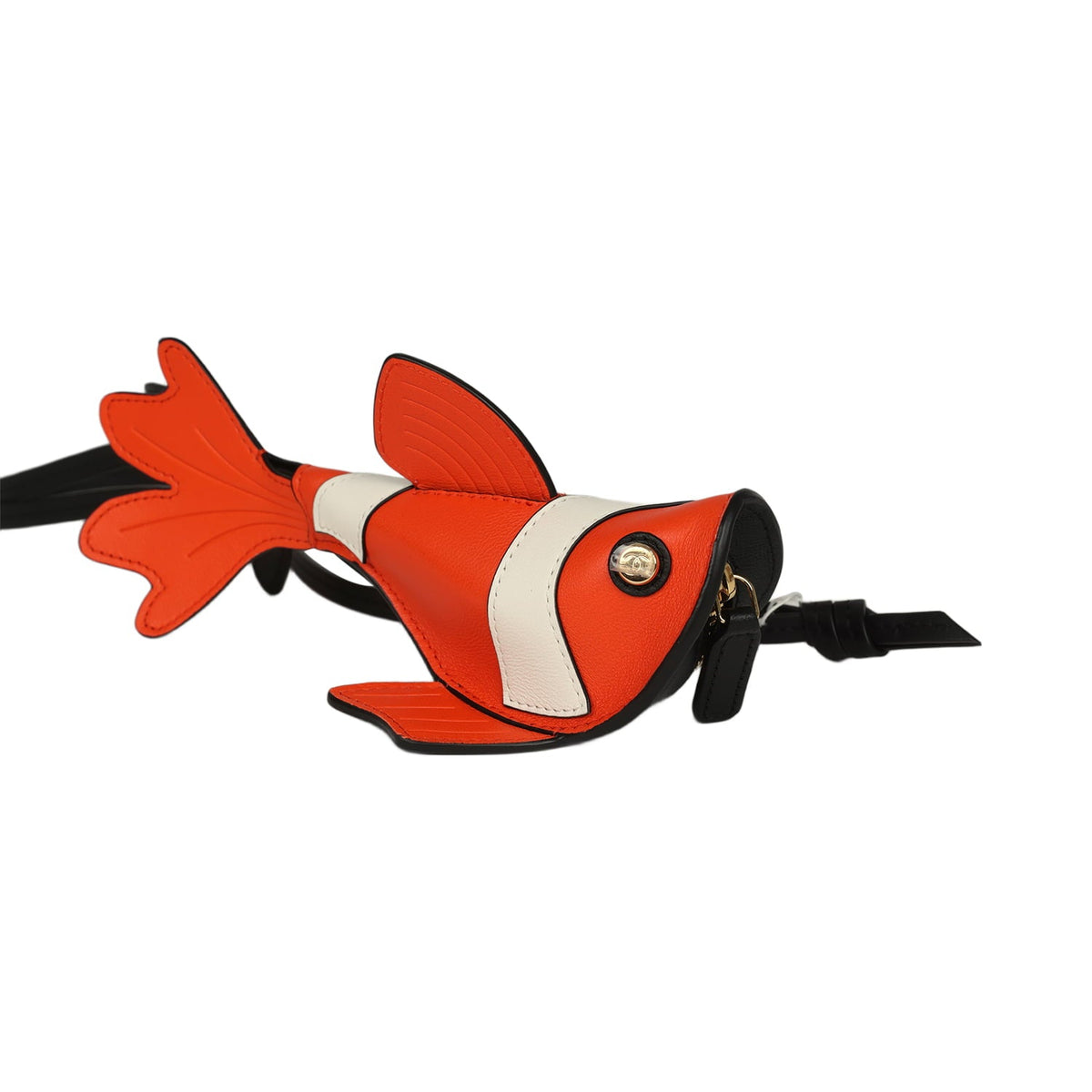 Chanel Coco Beach Mini Clownfish Bag Charm Orange, White, Black Lambskin Gold Hardware