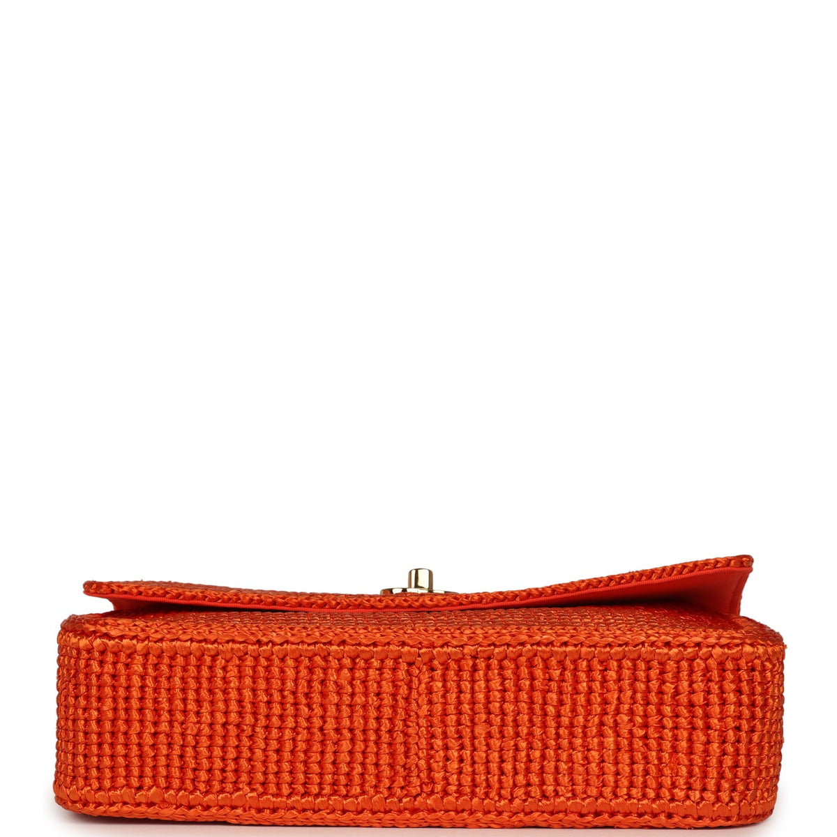 Chanel Small Coco Beach Flap Bag Orange Braided Raffia Gold Hardware