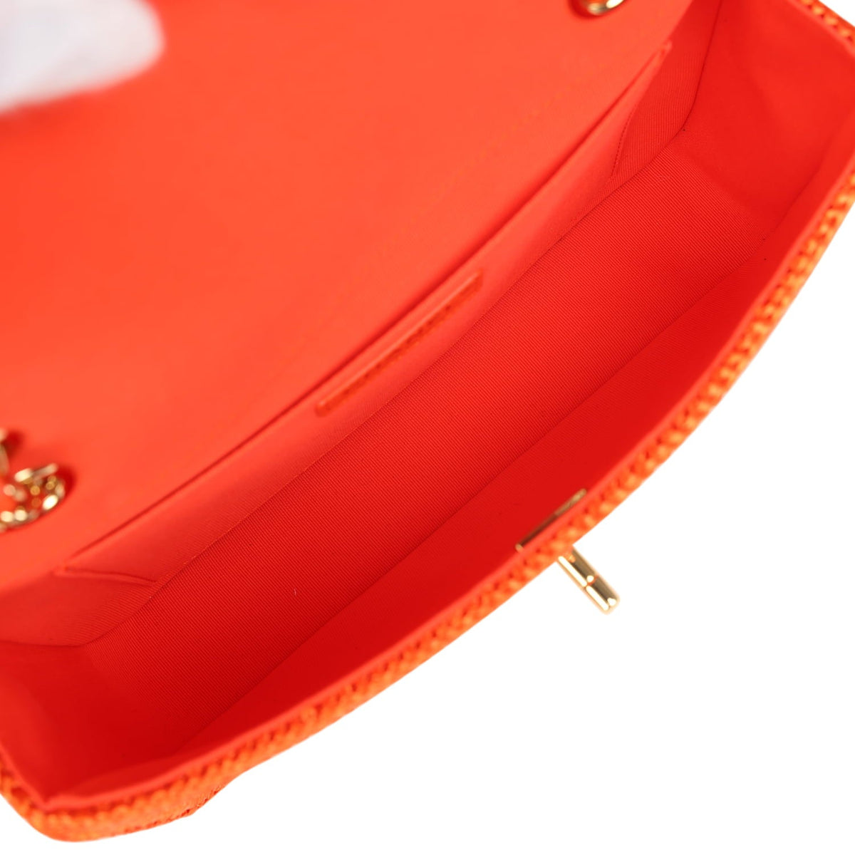 Chanel Small Coco Beach Flap Bag Orange Braided Raffia Gold Hardware