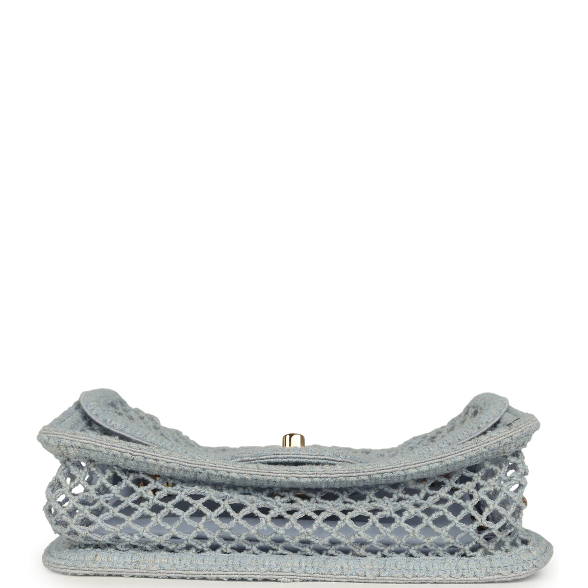 Chanel Small Coco Beach Macrame Flap Bag Light Blue Mesh Gold Hardware