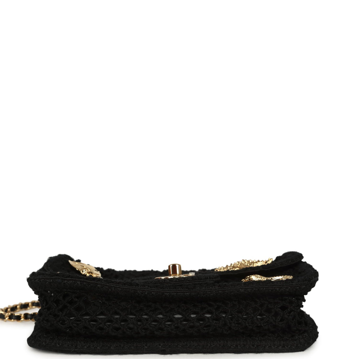 Chanel Small Coco Beach Macrame Charms Flap Bag Black Mesh Gold Hardware