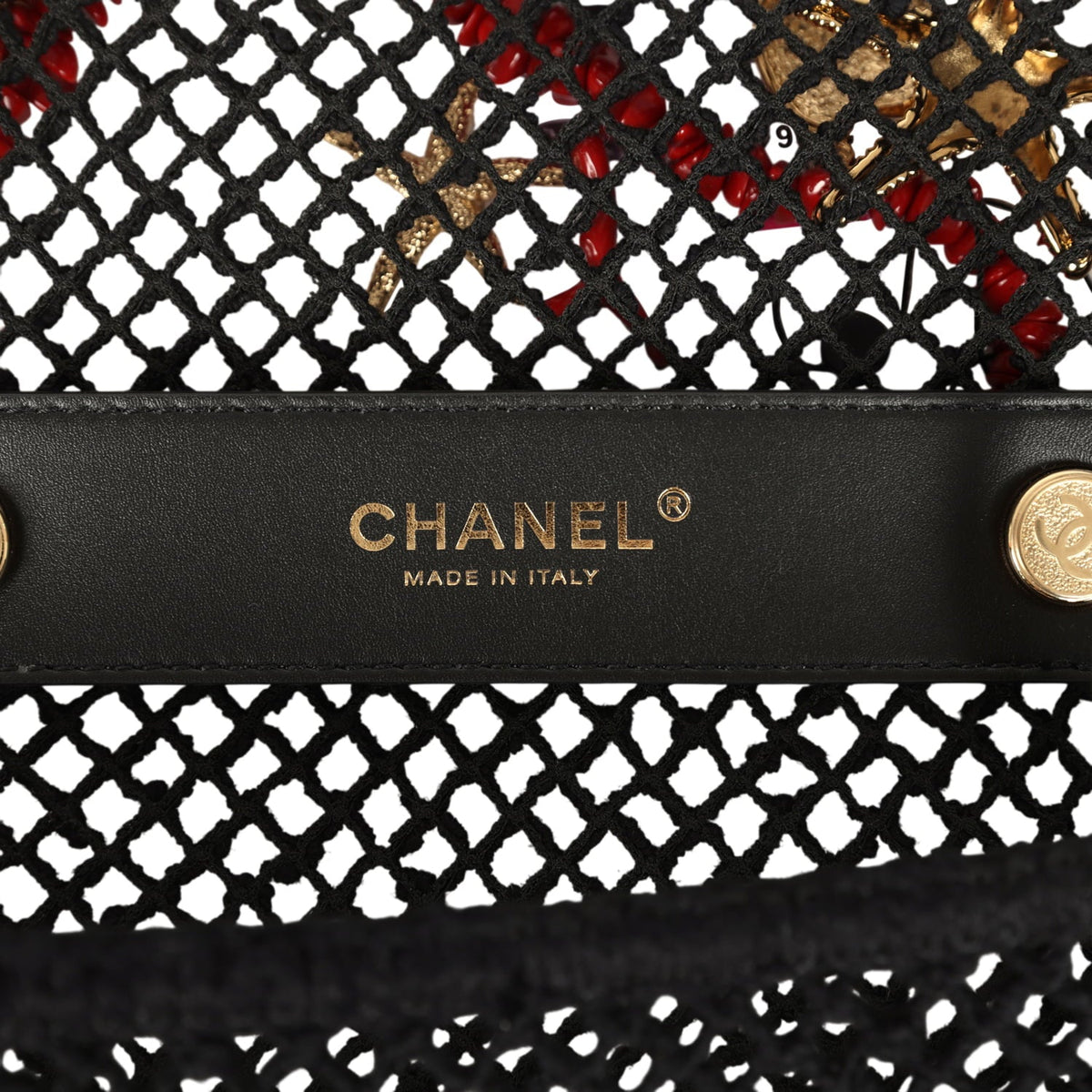 Chanel Small Coco Beach Macrame Charms Flap Bag Black Mesh Gold Hardware