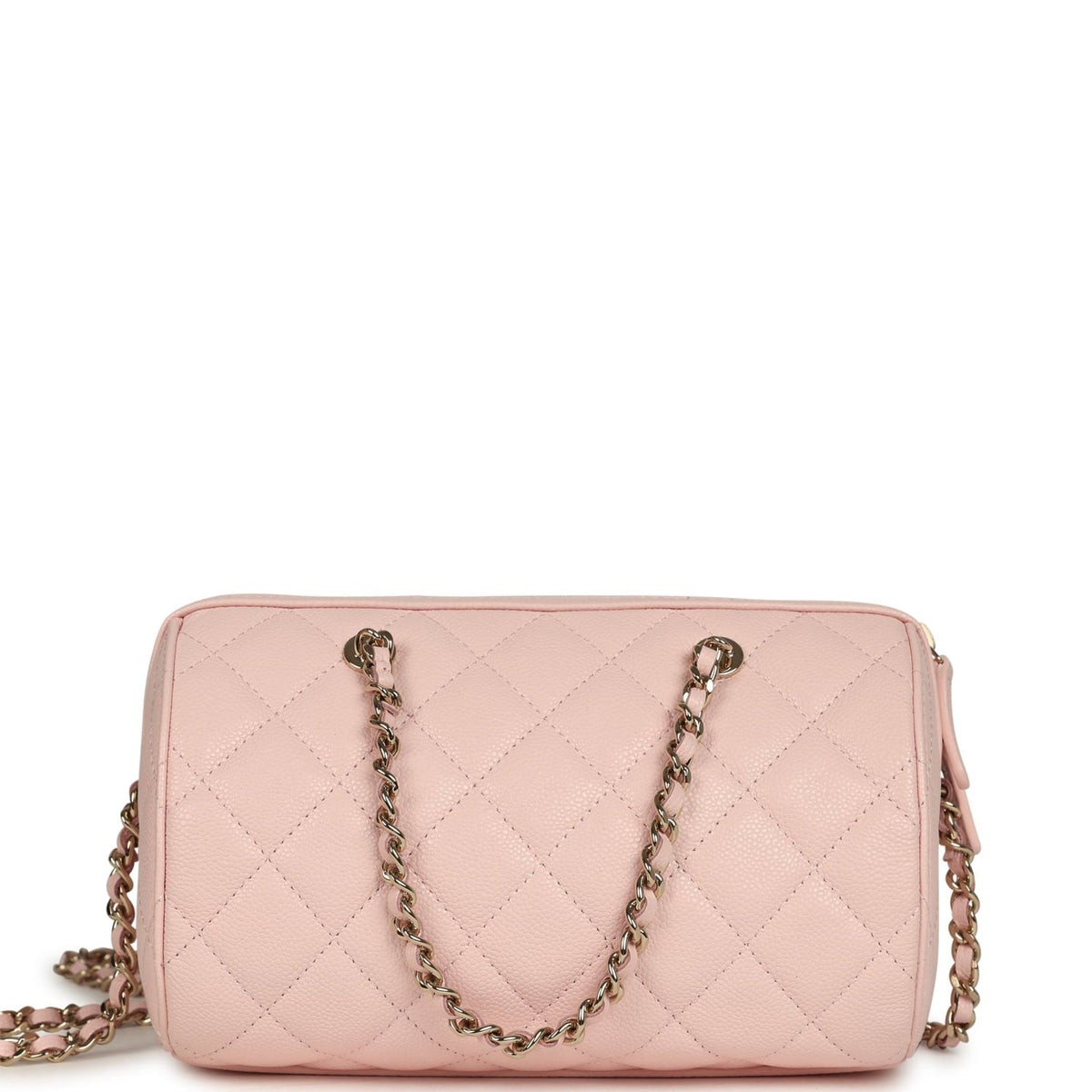 Chanel Mini Timeless Classic Barrel Bag with Chain Light Pink Shiny Caviar Light Gold Hardware
