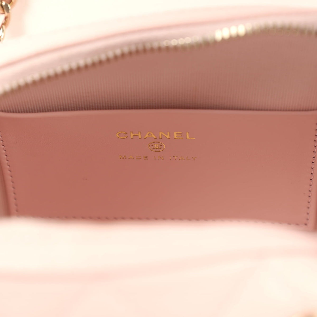 Chanel Mini Timeless Classic Barrel Bag with Chain Light Pink Shiny Caviar Light Gold Hardware